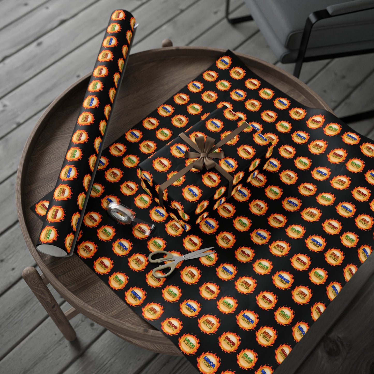 "Major, Grand, Minor, Mini" Dragon Fireball - Casino Themed Gift Wrap