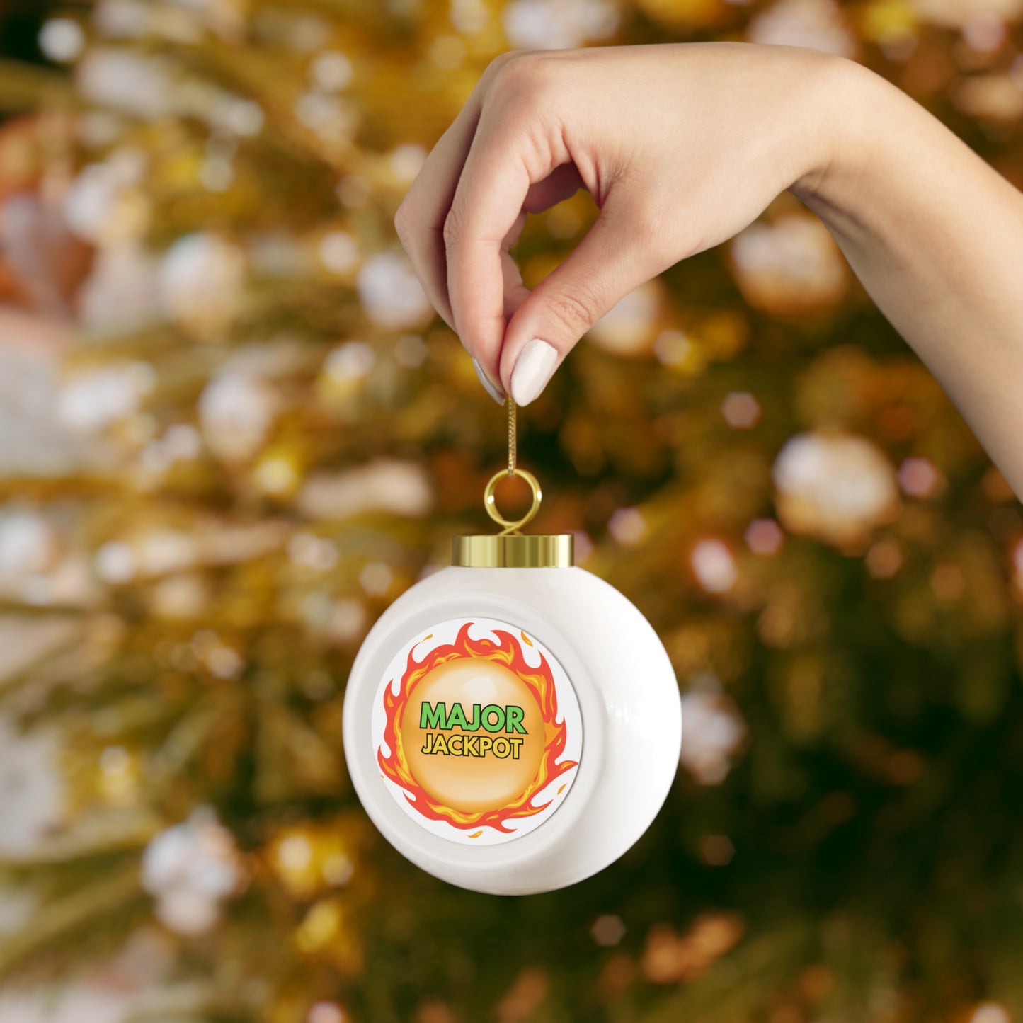 "MAJOR" Jackpot Christmas Ball Ornament — Festive Casino-Themed Holiday Tree Decoration