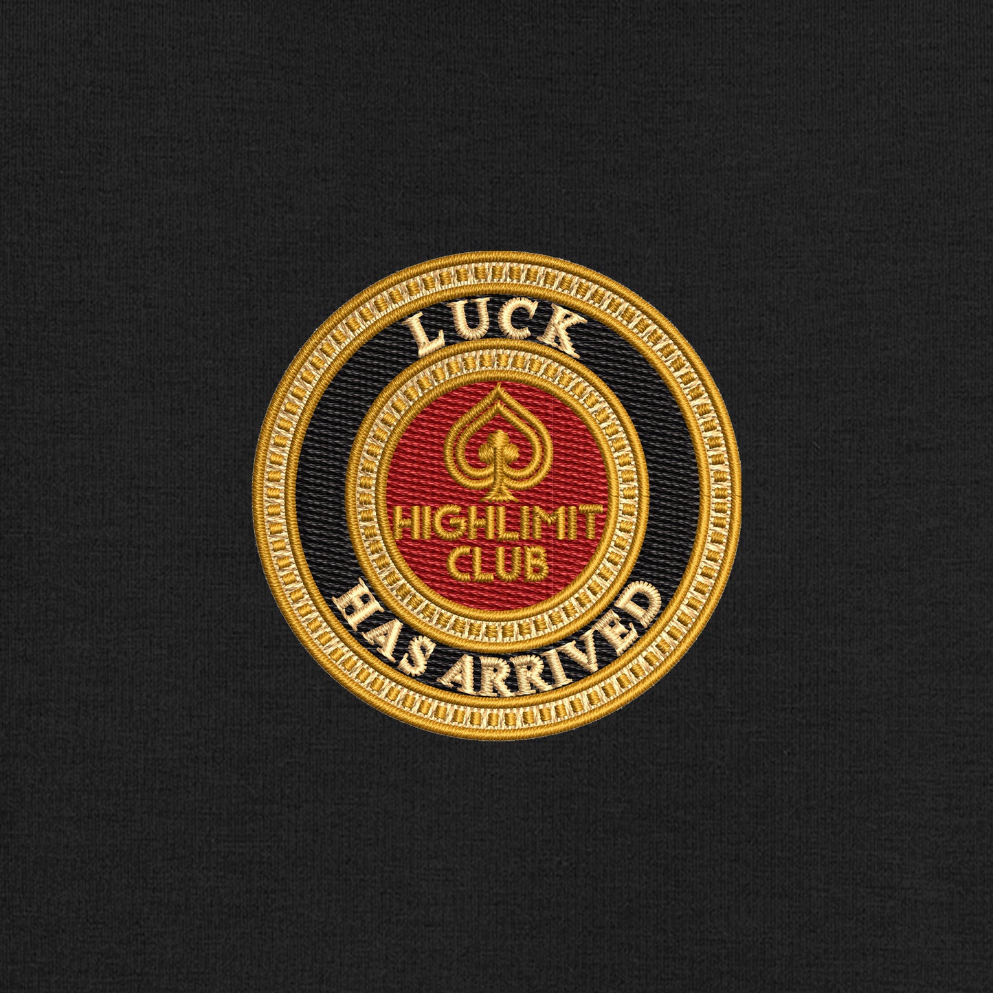 High Limit Club, Luck Has Arrived, Double-Knit Full-Zip Hoodie- Black