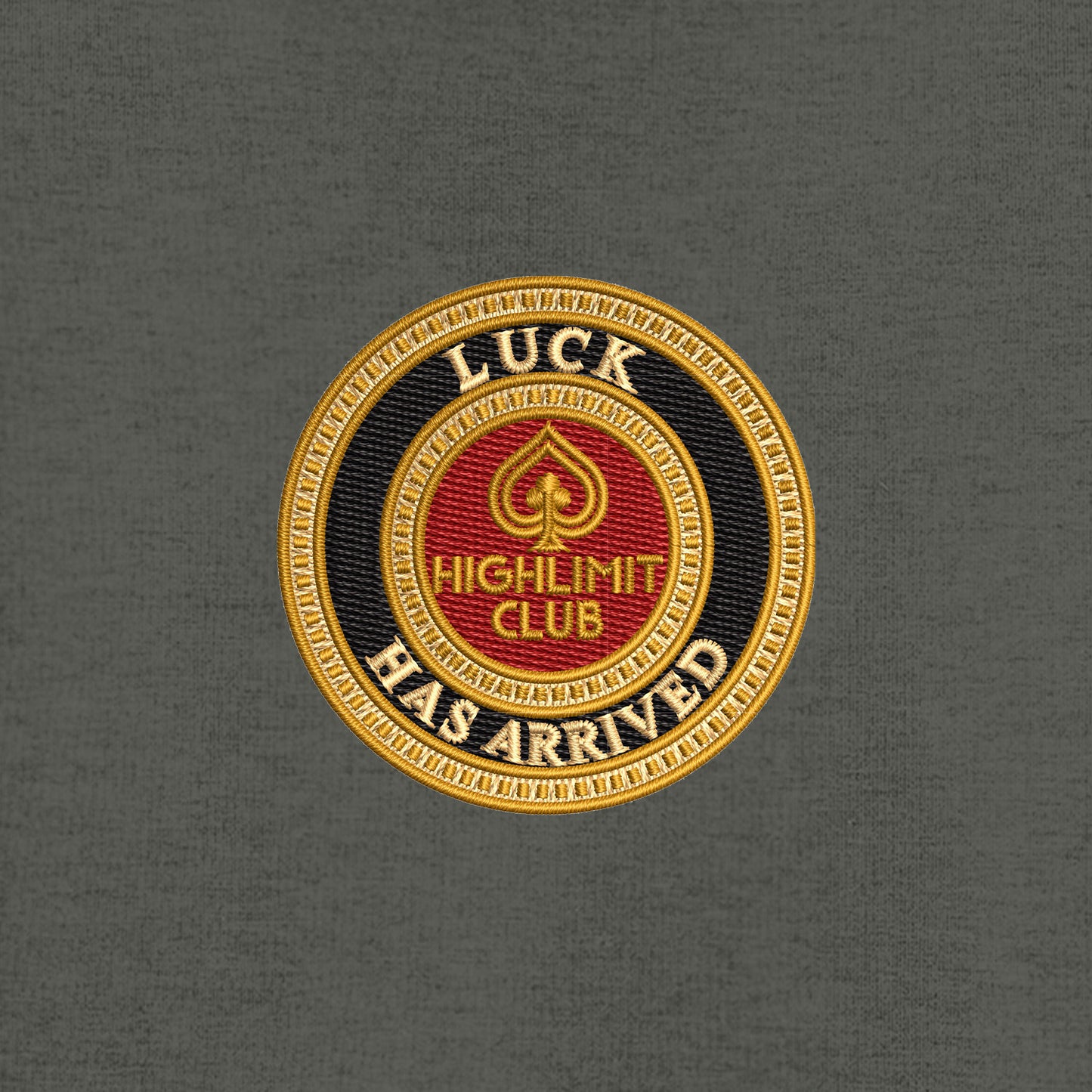 High Limit Club, Luck Has Arrived, Double-Knit Full-Zip Hoodie- Grey