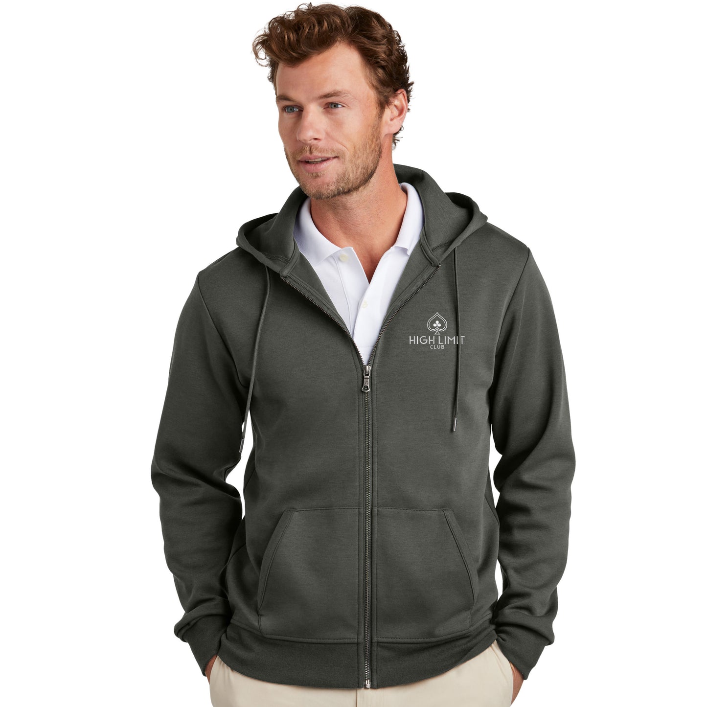 High Limit Club, Double-Knit Full-Zip Hoodie_Grey