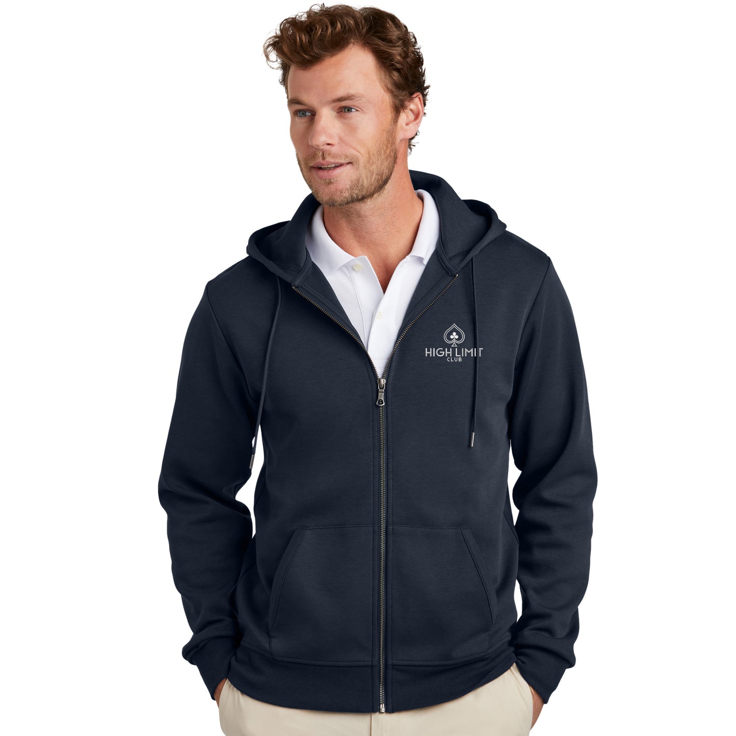 High Limit Club, Double-Knit Full-Zip Hoodie_Navy