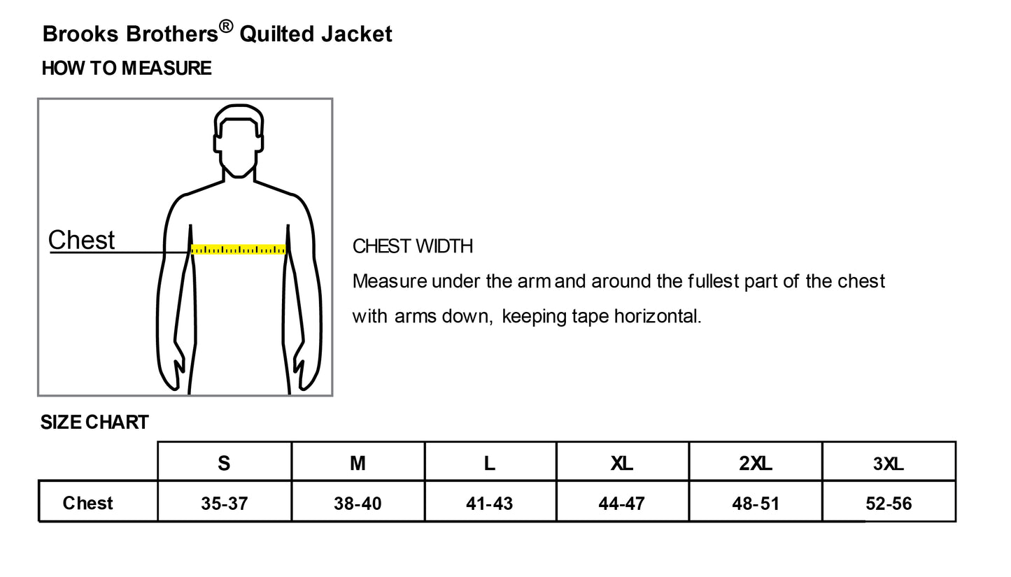 High Limit Club, Quilted Jacket - Size Chart