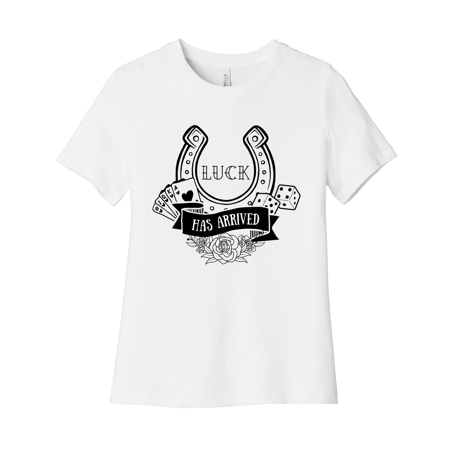 High Limit Club, Luck Has Arrived, Women’s Relaxed Jersey Short Sleeve T-Shirt - White