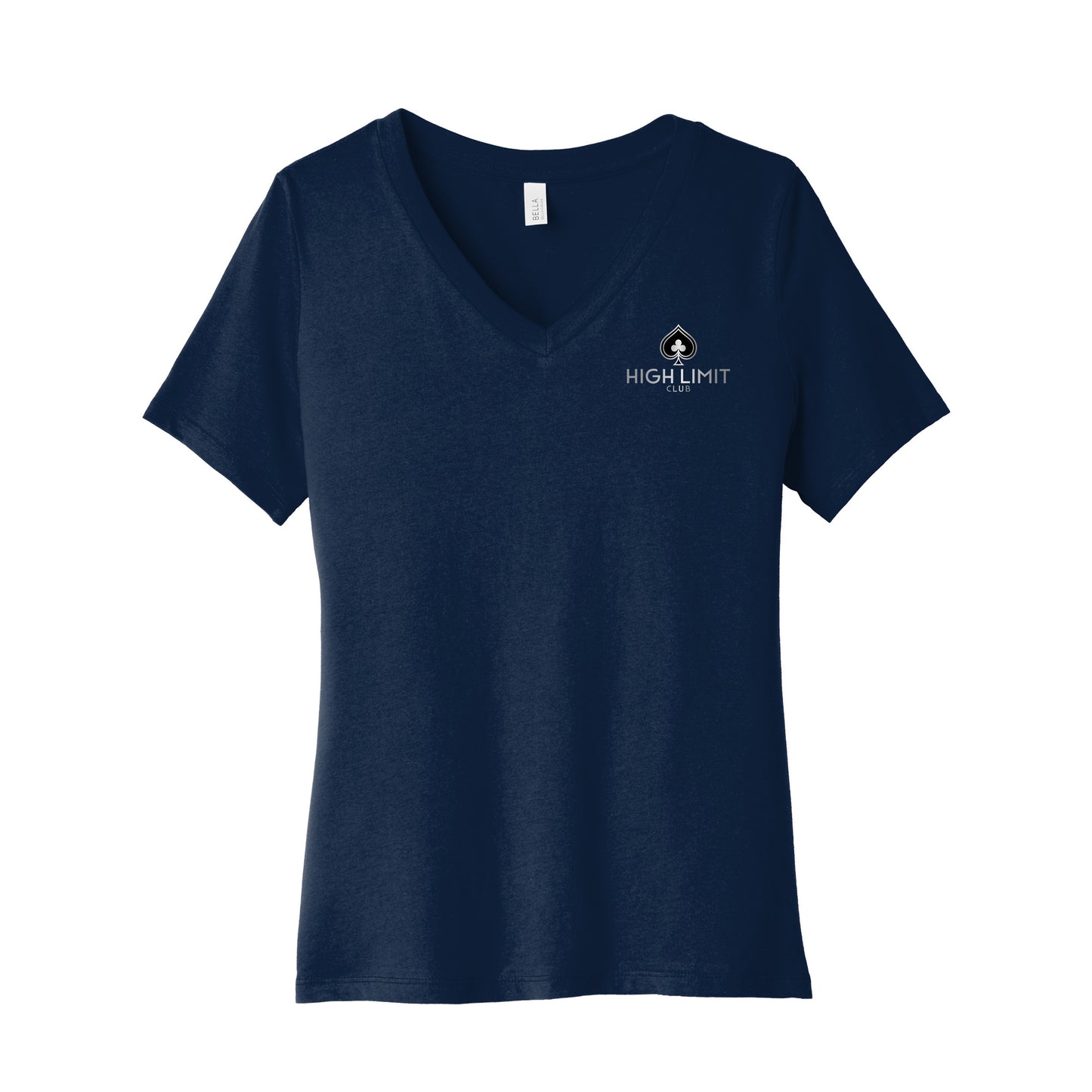 High Limit Club, BELLA+CANVAS® Women’s Relaxed Jersey Short Sleeve V-Neck Tee - Navy