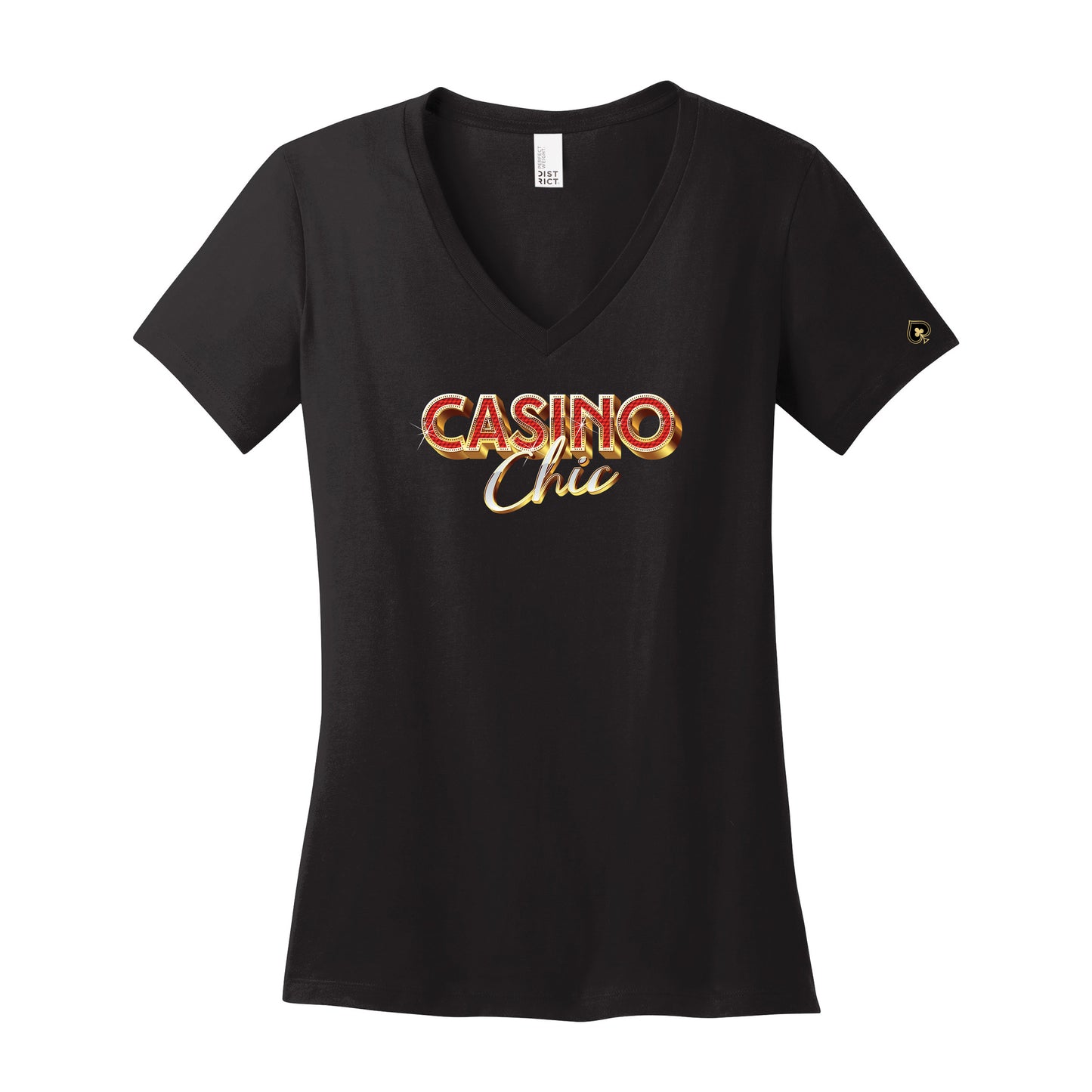 High Limit Club, Casino Chic, District ® Women’s Perfect Weight ® V-Neck Tee - Black