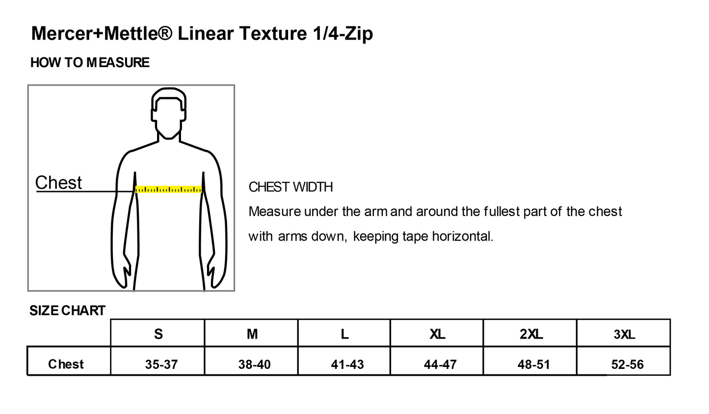 High Limit Club, Linear Texture 1/4-Zip Sweater- Size Chart