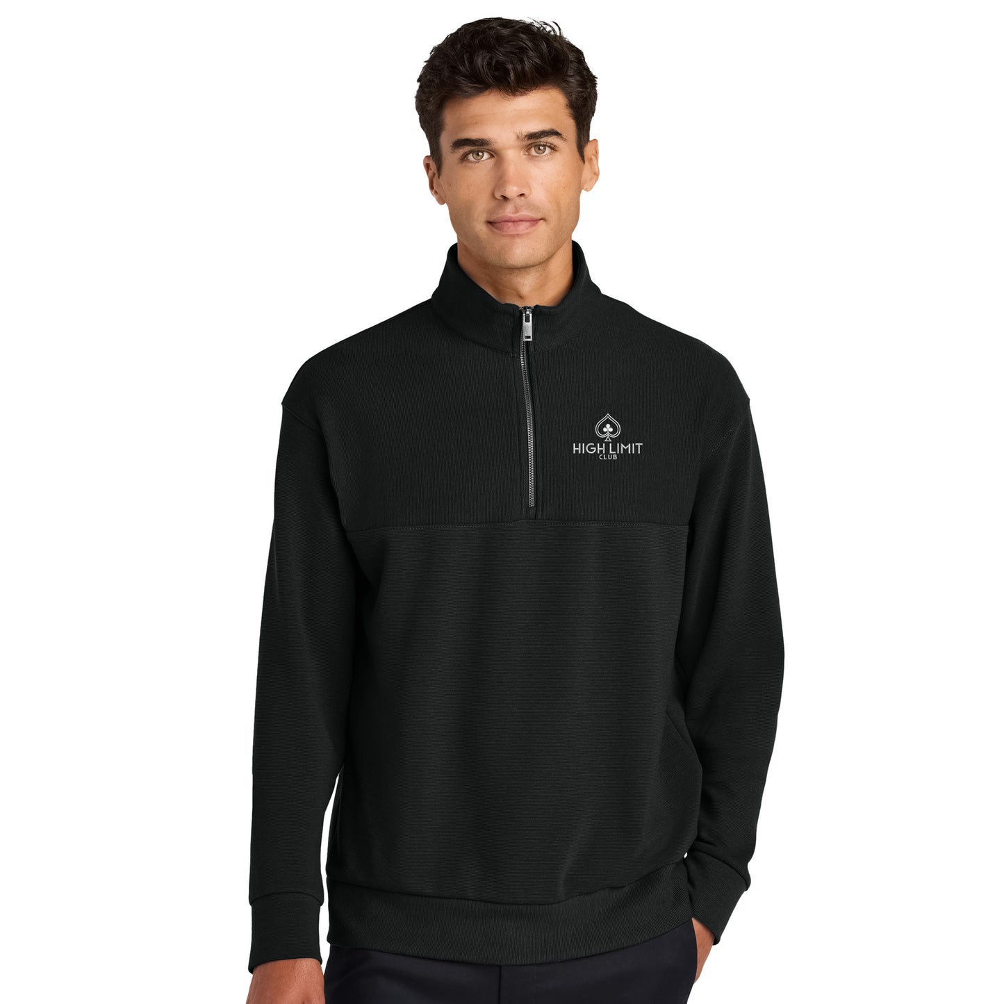 High Limit Club, Linear Texture 1/4-Zip Sweater- black