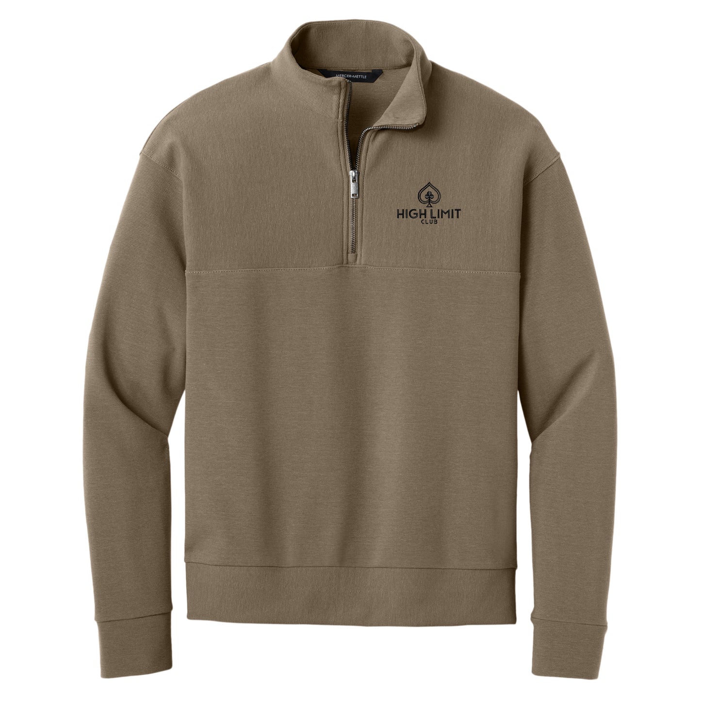 High Limit Club, Linear Texture 1/4-Zip Sweater- taupe
