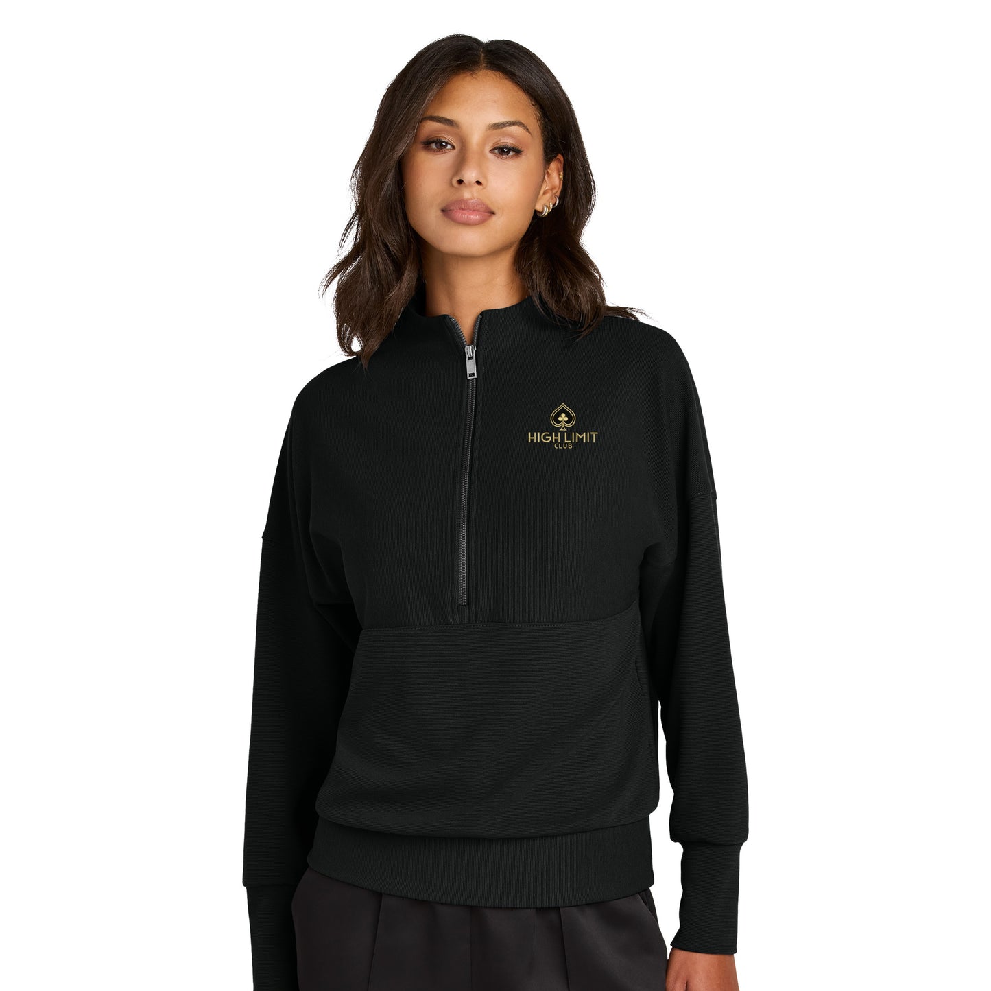 High Limit Club, Women’s Linear Texture 1/4-Zip - Black