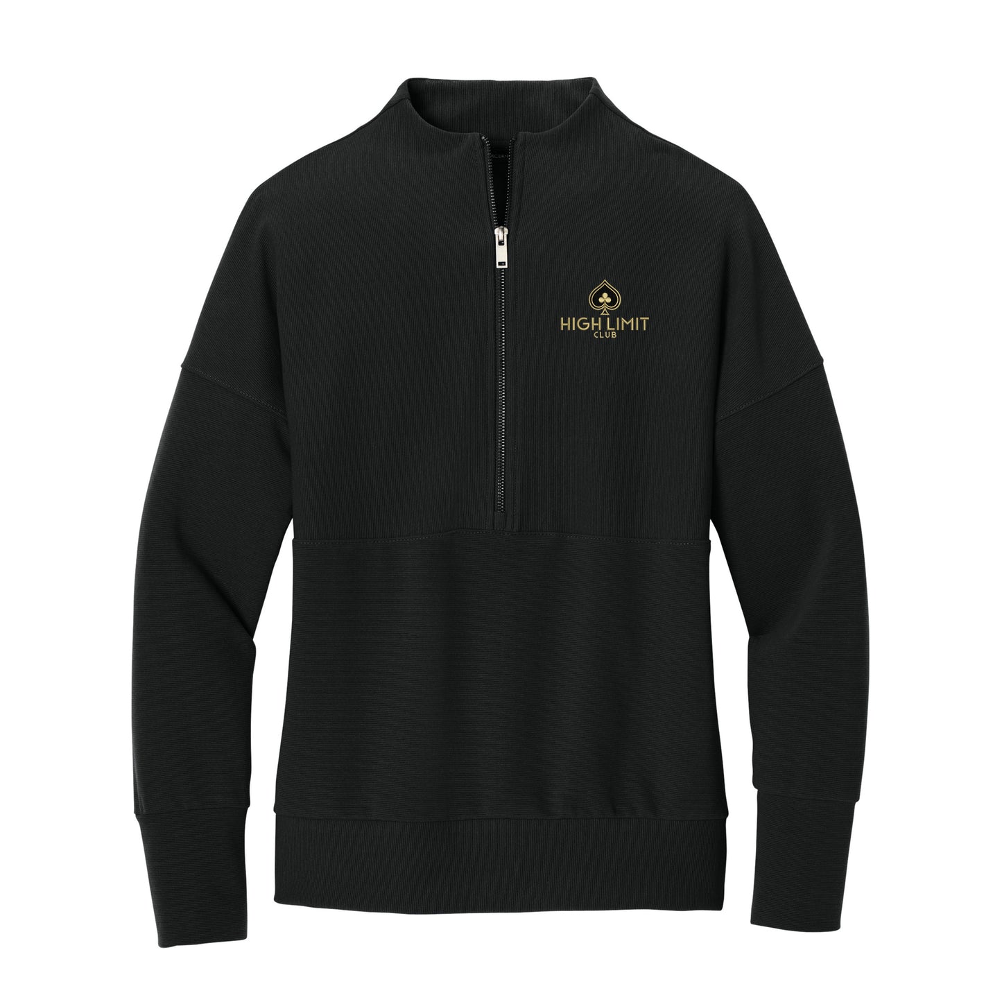 High Limit Club, Women’s Linear Texture 1/4-Zip - Black