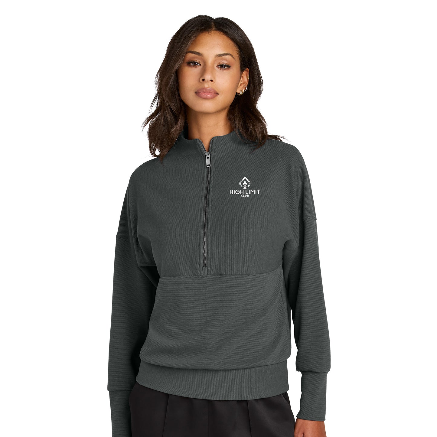 High Limit Club, Women’s Linear Texture 1/4-Zip - Gray