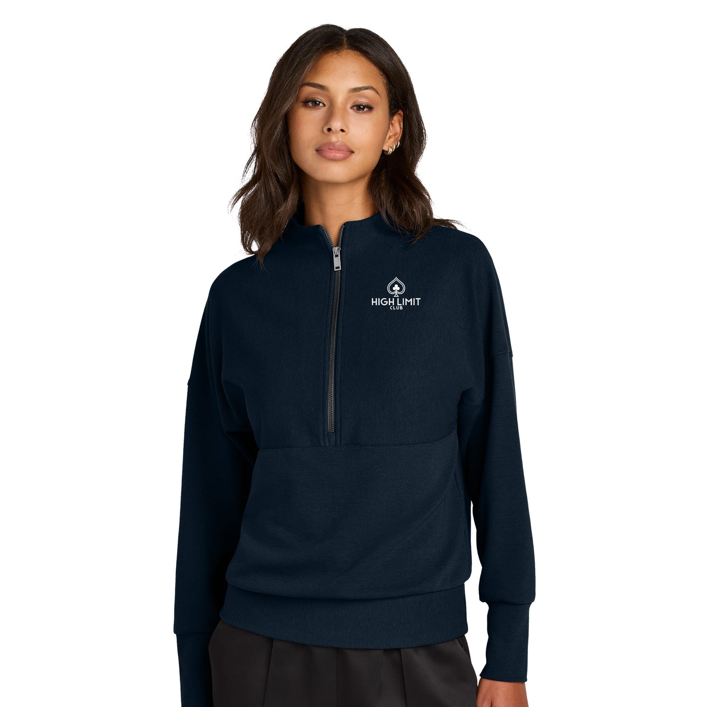 High Limit Club, Women’s Linear Texture 1/4-Zip - Navy