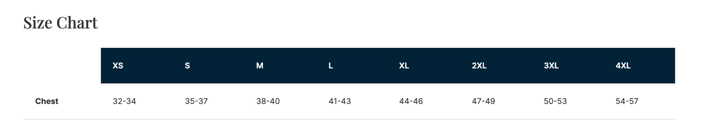 High Limit Club, Ace of Spades, Heavyweight Tee - Size Chart