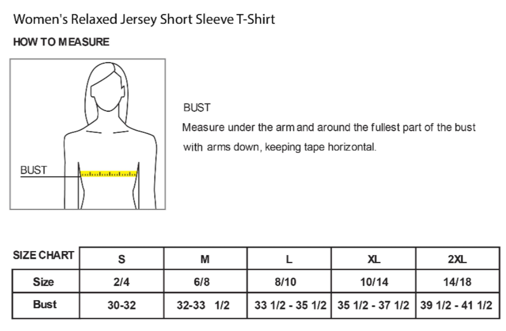 High Limit Club, Queen Card, Women’s Relaxed Jersey Short Sleeve T-Shirt - Size Chart