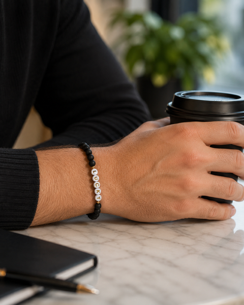 High Limit Club, "LUCKY", Men's Premium Beaded Bracelet