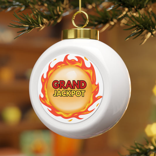 "GRAND" Jackpot Christmas Ball Ornament — Festive Casino-Themed Holiday Tree Decoration