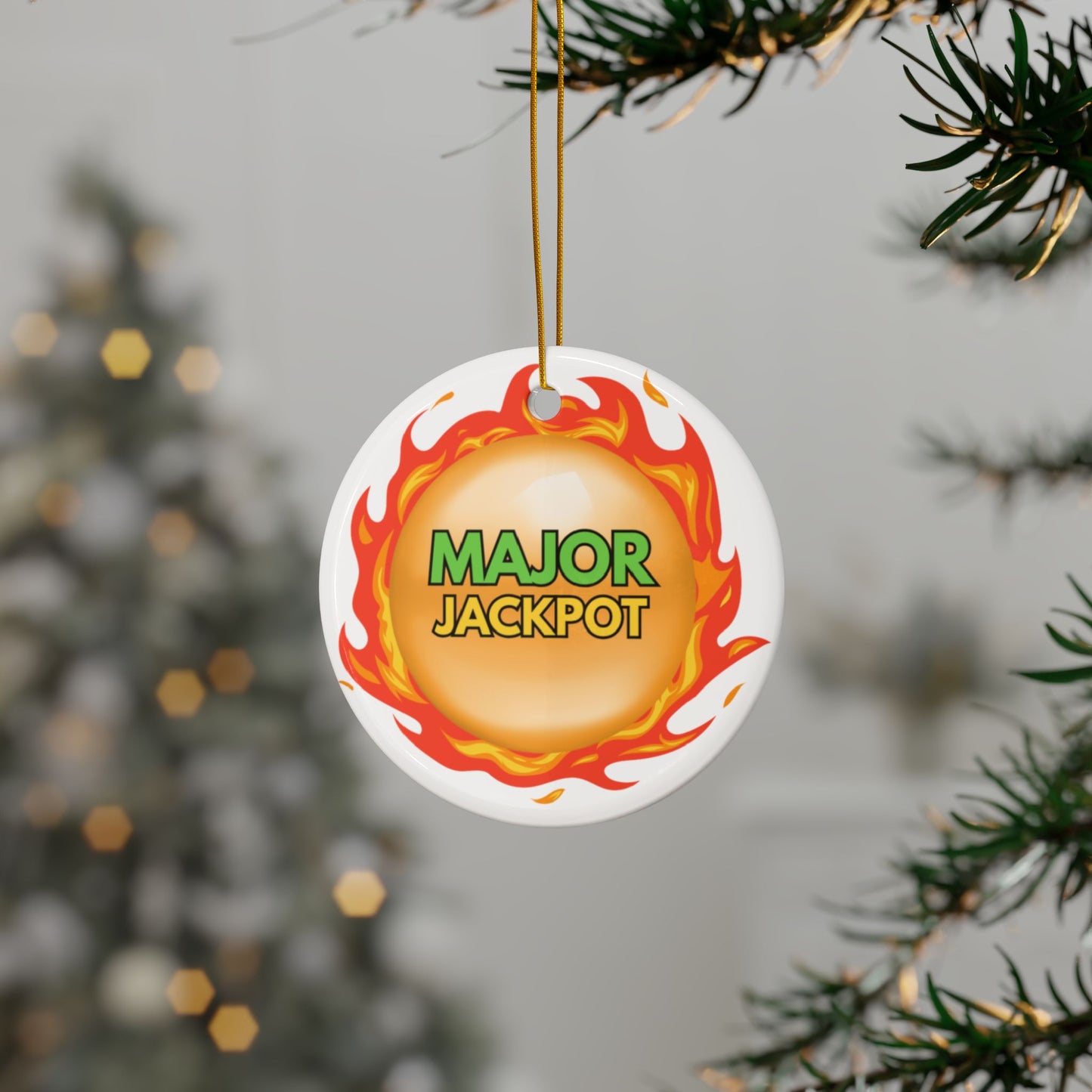 "MAJOR" Jackpot, Dragon Fireball Ceramic Christmas Ornament  — (1pc, 3pc, 5pc, 10pc)