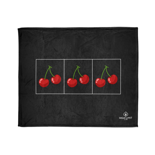 Cherry Trio Plush Blanket — Retro Pop Art Fruit Design