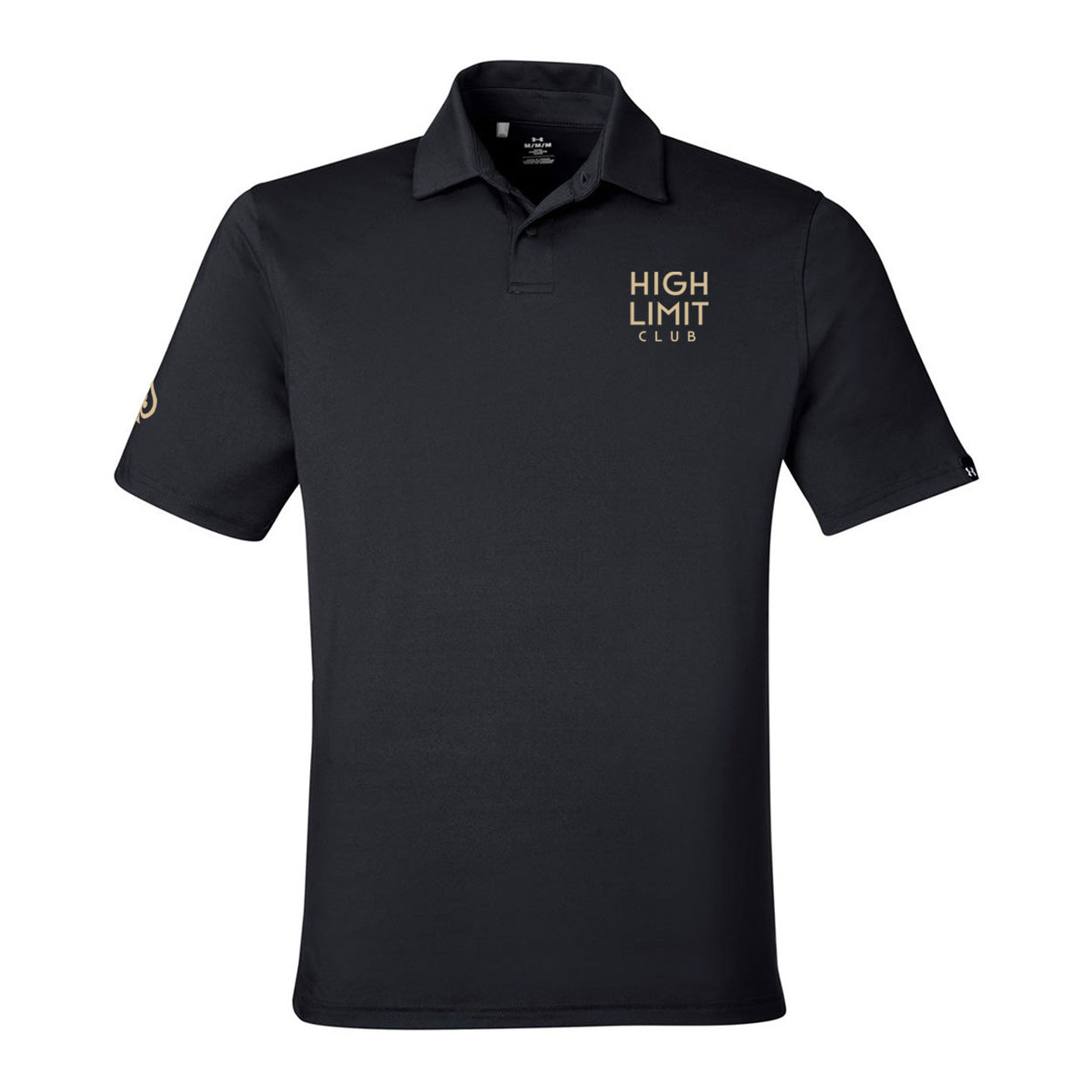 High Limit Club, Gold Stack Logo, 3D Effect, Under Armour, Men's Recycled Polo Shirt - Black