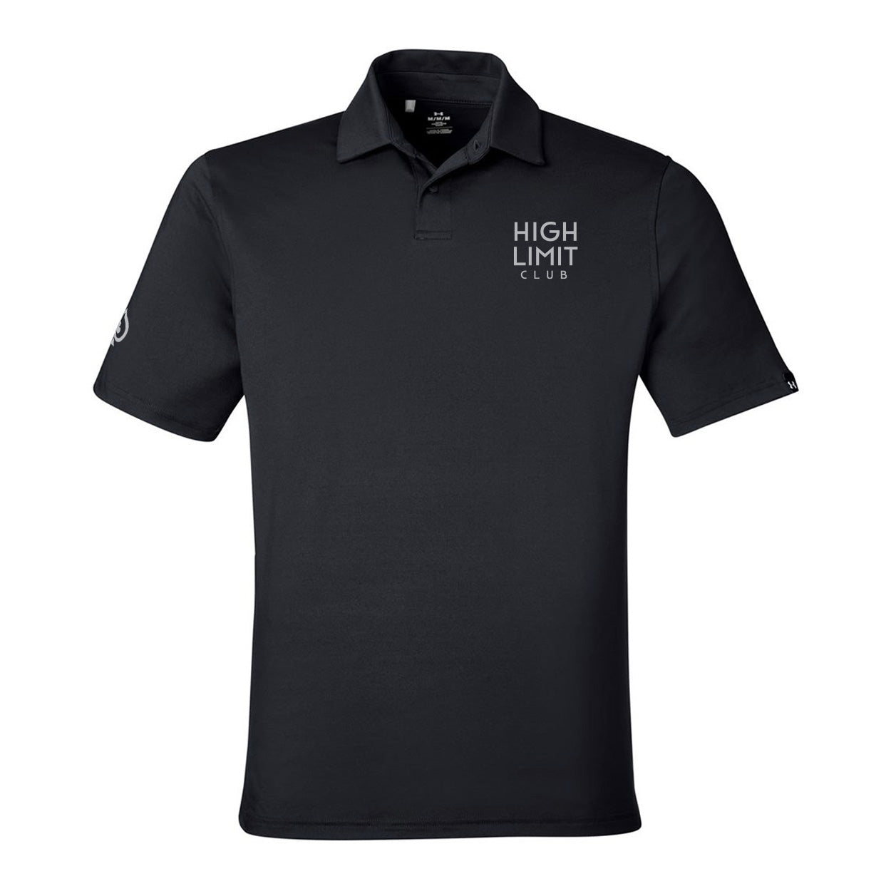 High Limit Club, Silver Stack Logo, 3D Effect, Under Armour, Men's Recycled Polo Shirt - Black