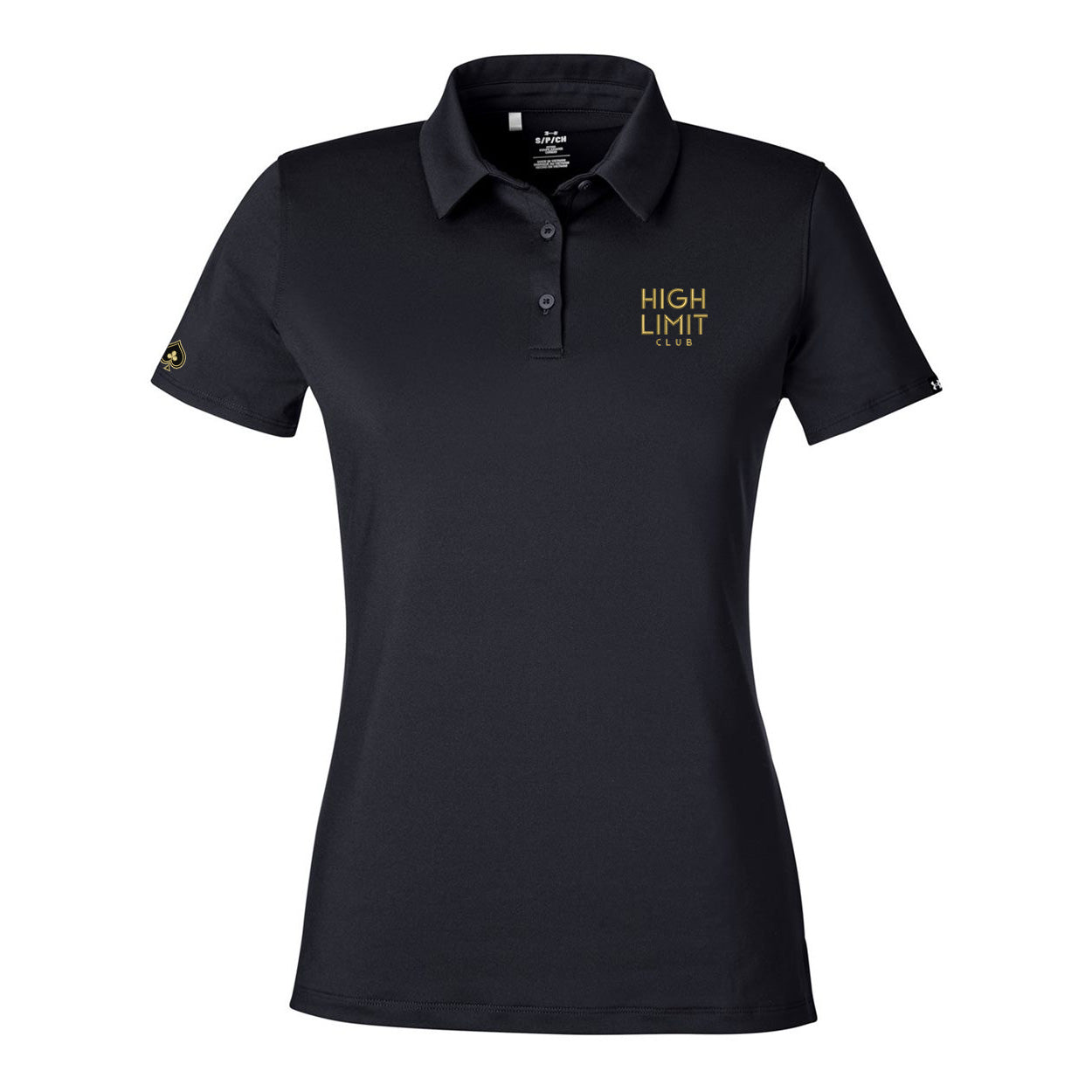 High Limit Club, Stacked Logo, Under Armour, Women's Recycled Polo - Black
