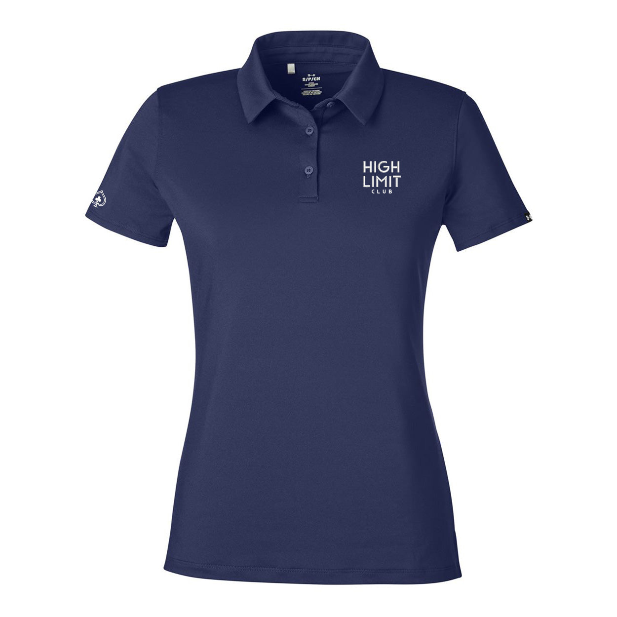 High Limit Club, Stacked Logo, Under Armour, Women's Recycled Polo - Navy