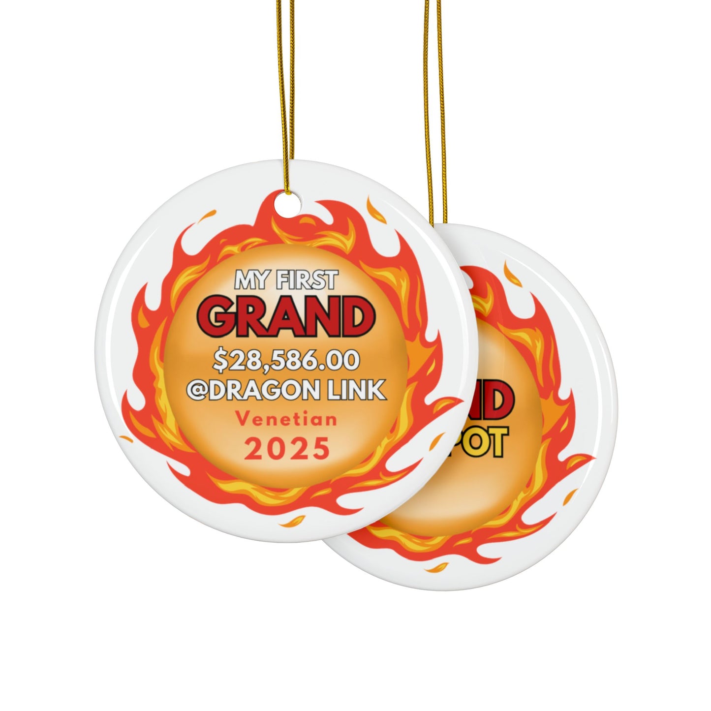Customizable, My First "GRAND" Ceramic Ornament - Casino Game Keepsake