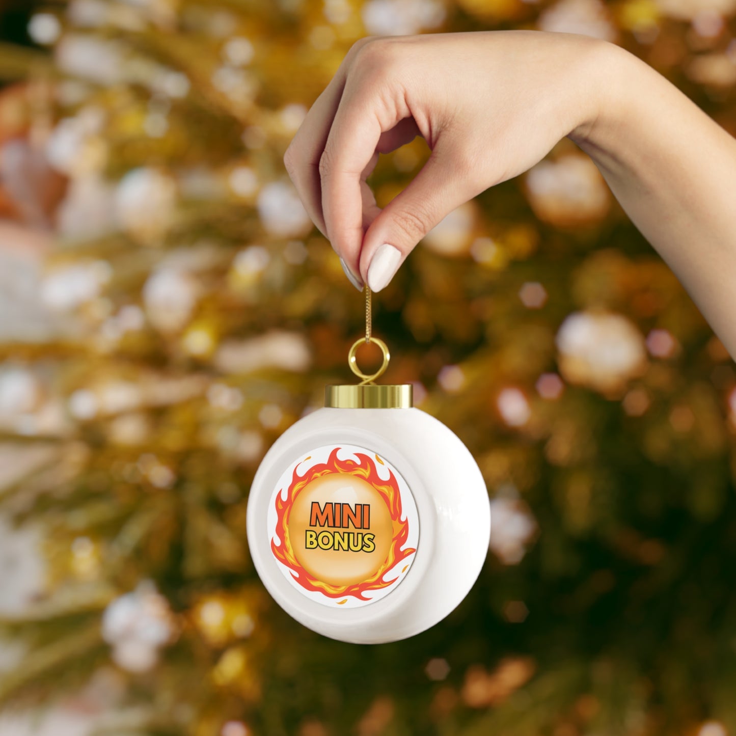 "MINI" Bonus, Christmas Ball Ornament — Festive Casino-Themed Holiday Tree Decoration