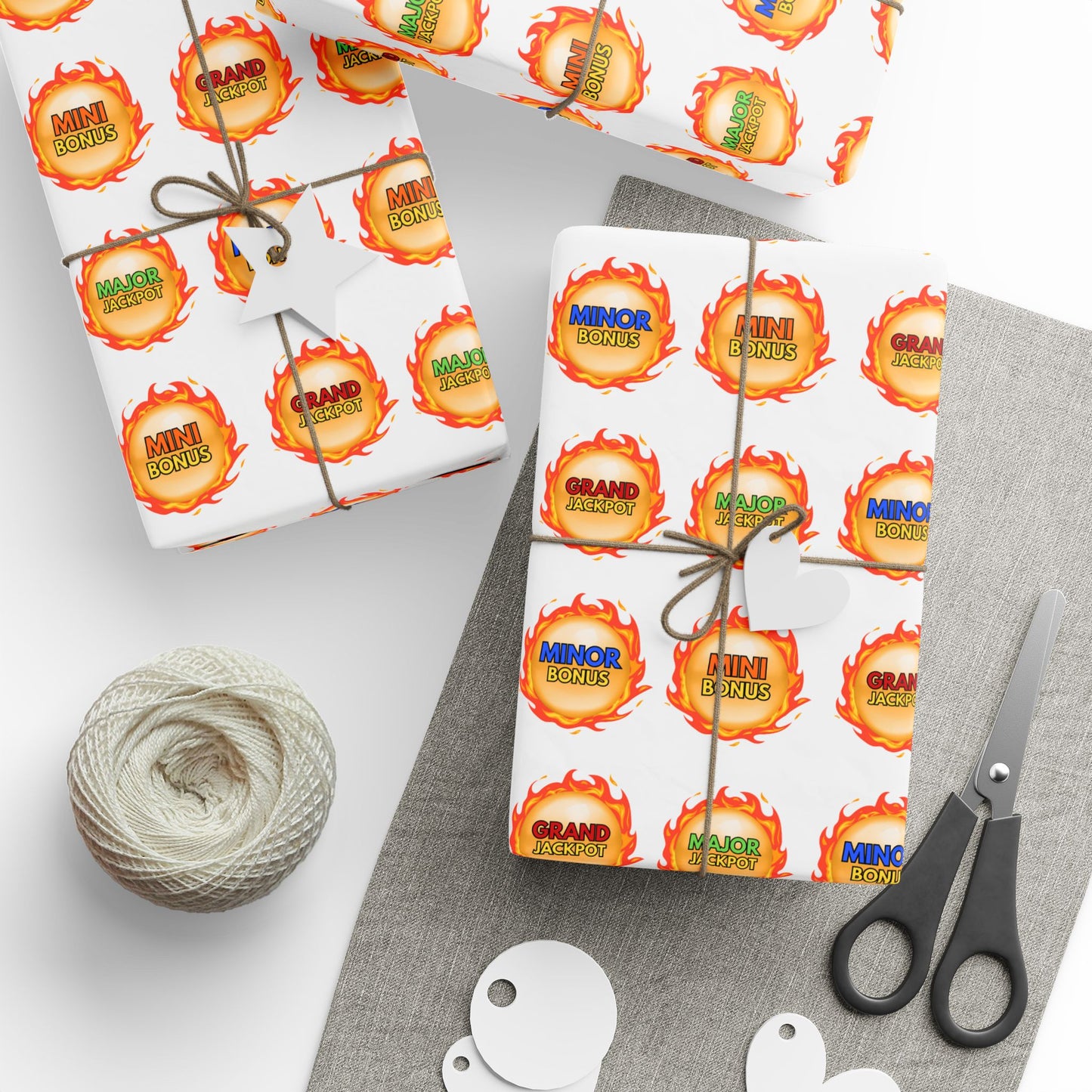 "Major, Grand, Minor, Mini" Dragon Fireball - Casino Themed Gift Wrap