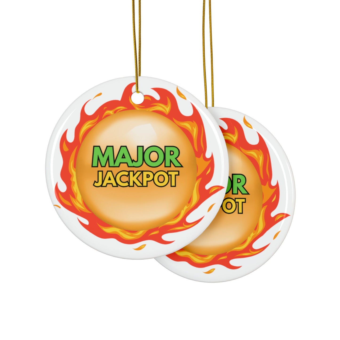 "MAJOR" Jackpot, Dragon Fireball Ceramic Christmas Ornament  — (1pc, 3pc, 5pc, 10pc)