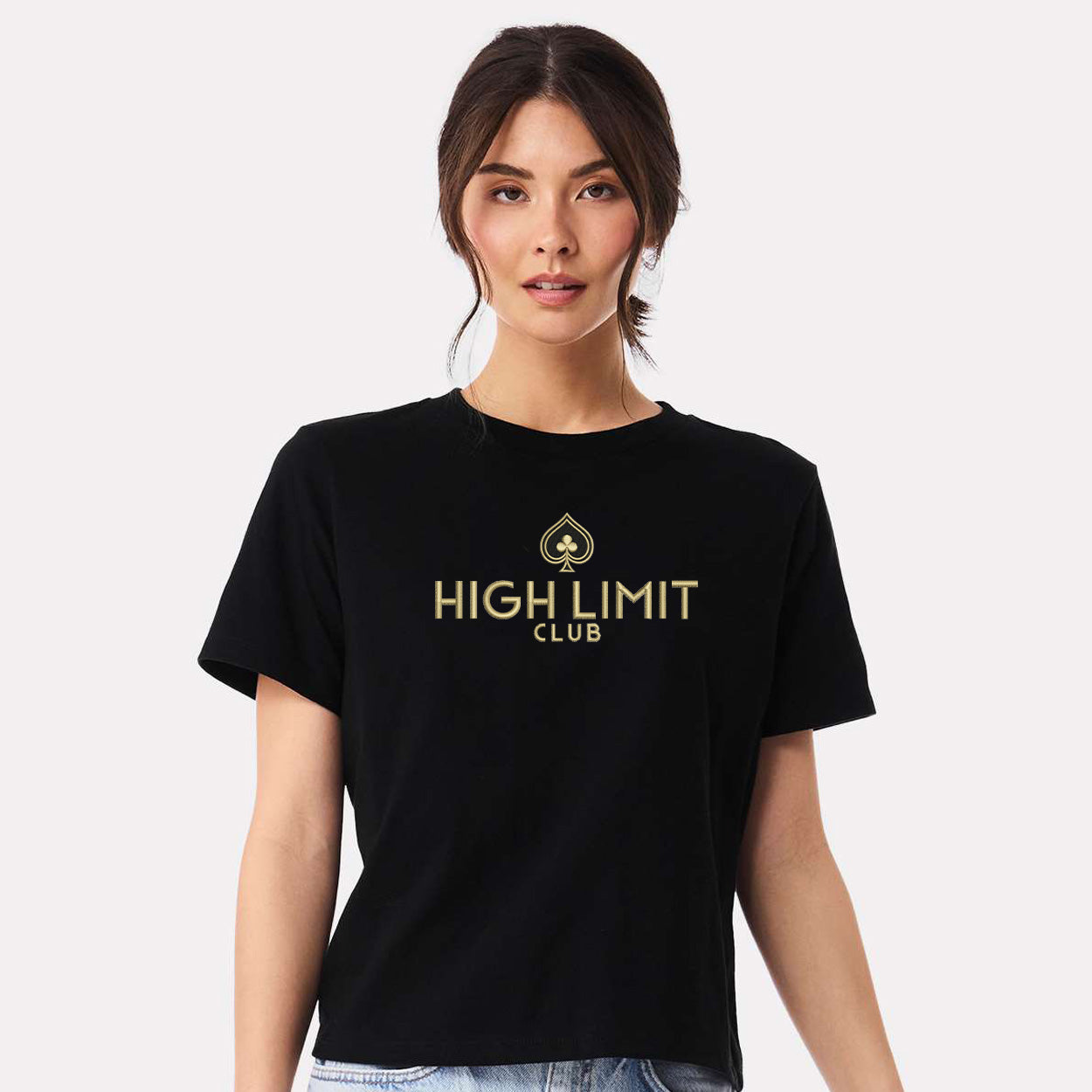 High Limit Club, Embroidered High Limit Club Logo, Women's 6 oz Heavyweight T-Shirt