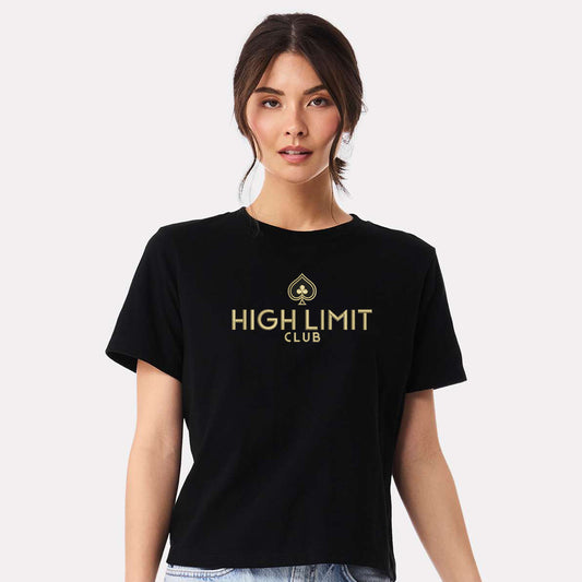 High Limit Club, Embroidered High Limit Club Logo, Women's 6 oz Heavyweight T-Shirt