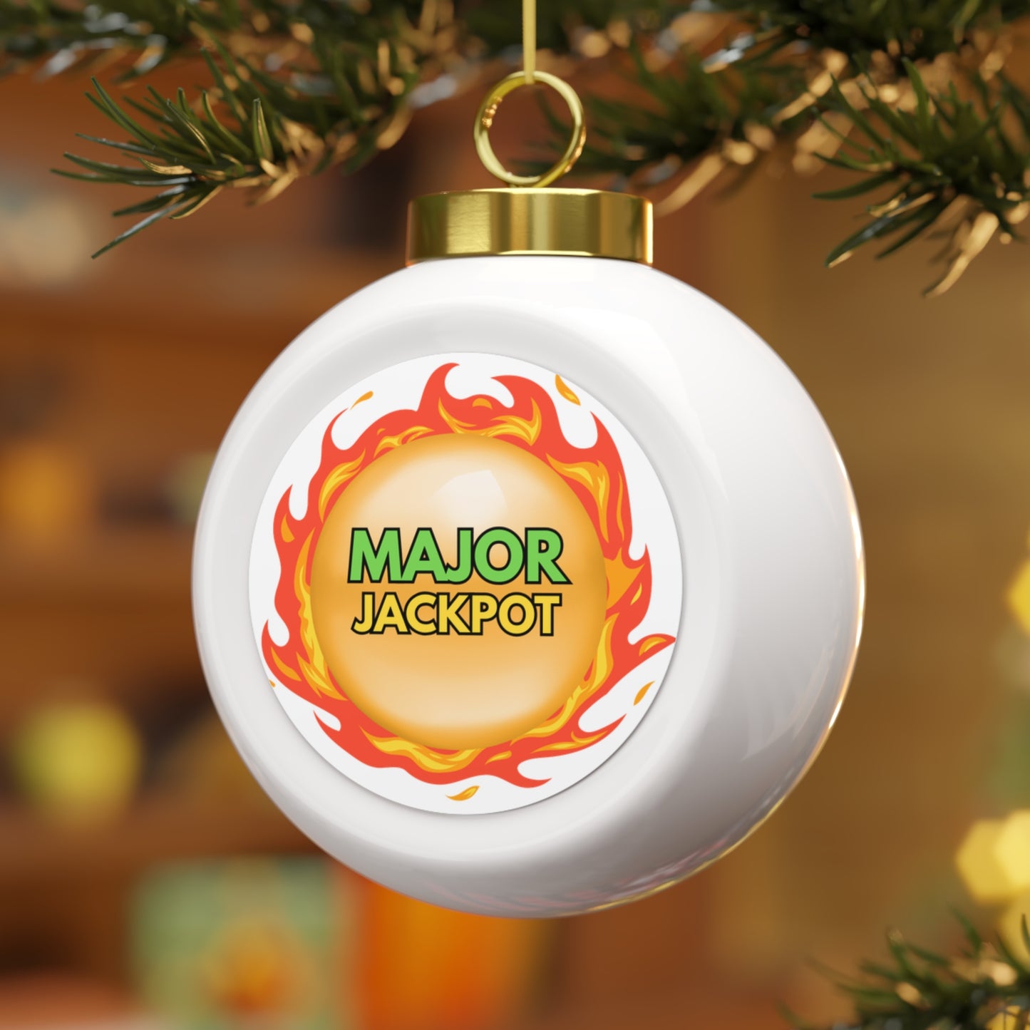 "MAJOR" Jackpot Christmas Ball Ornament — Festive Casino-Themed Holiday Tree Decoration