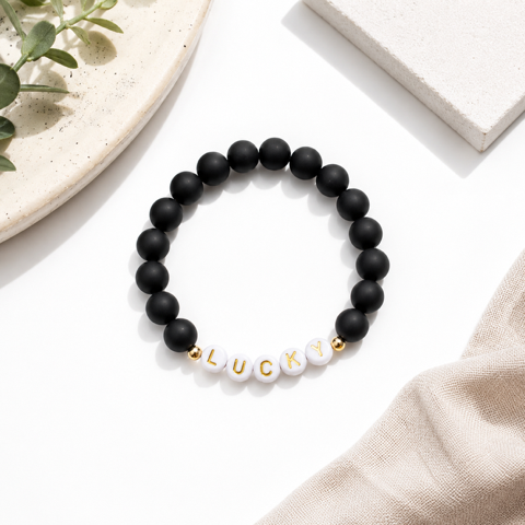 High Limit Club, "LUCKY", Men's Premium Beaded Bracelet