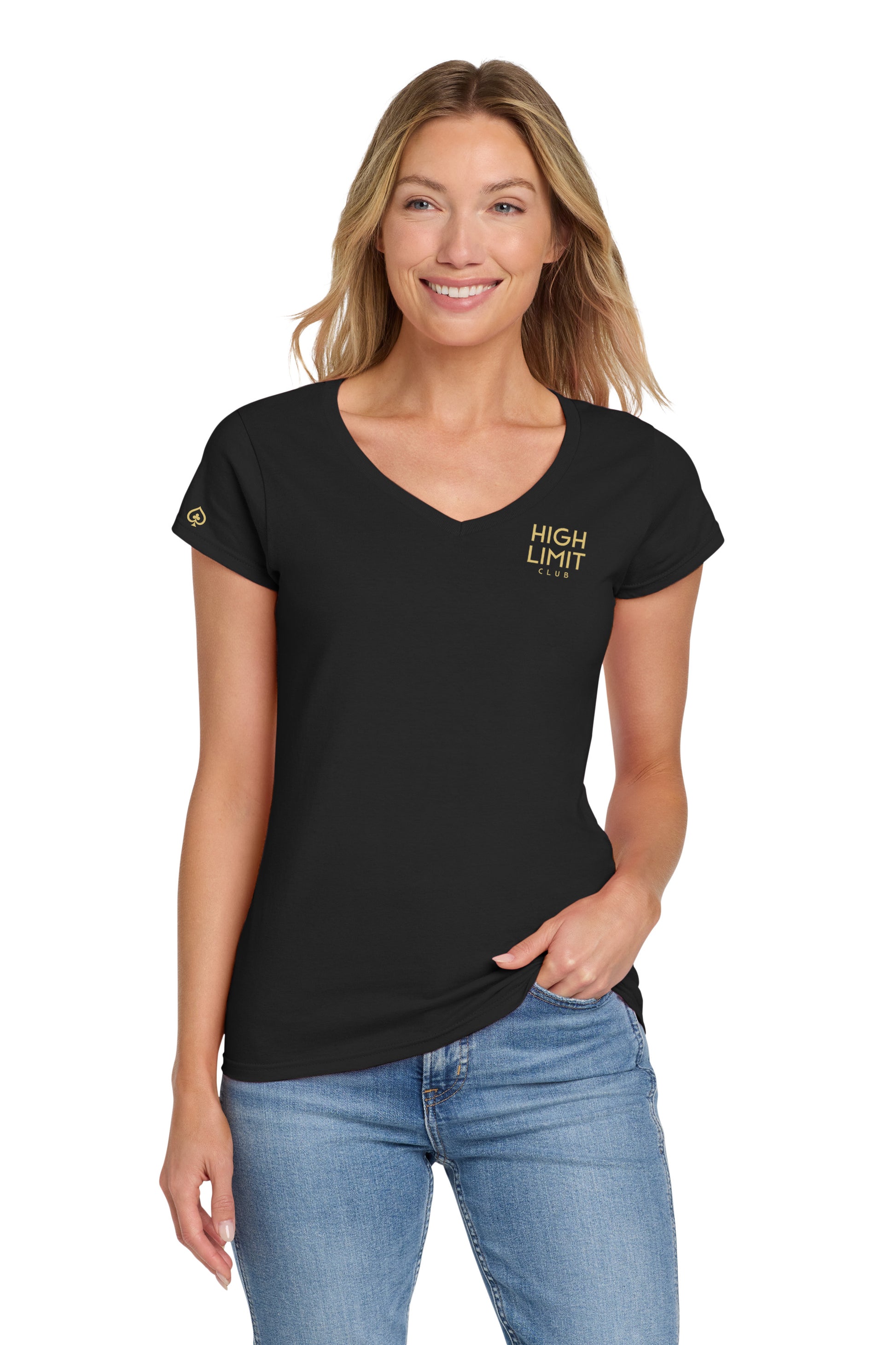 High Limit Club, Stack Logo, 3D Effect, Women's V Neck T-Shirt