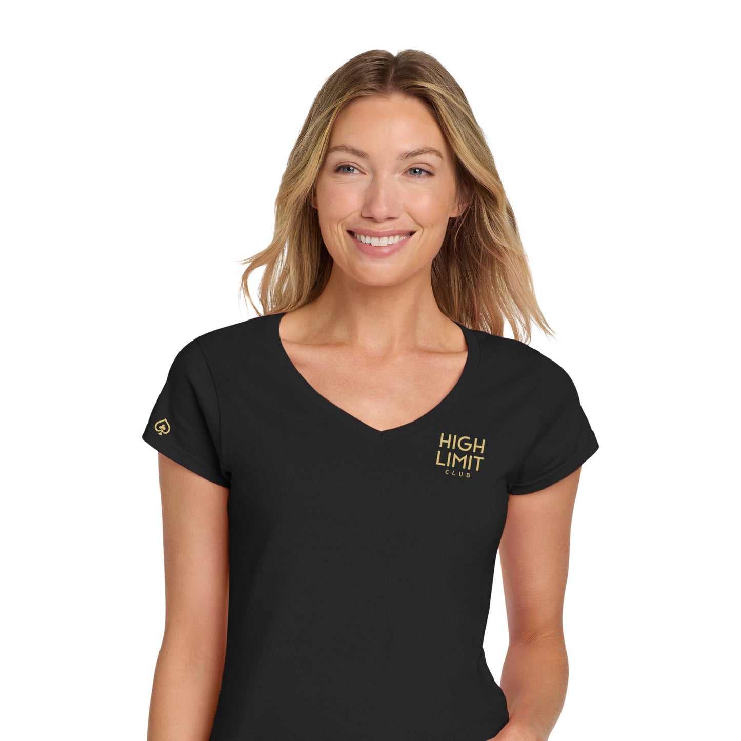 High Limit Club, Stack Logo, 3D Effect, Women's V Neck T-Shirt