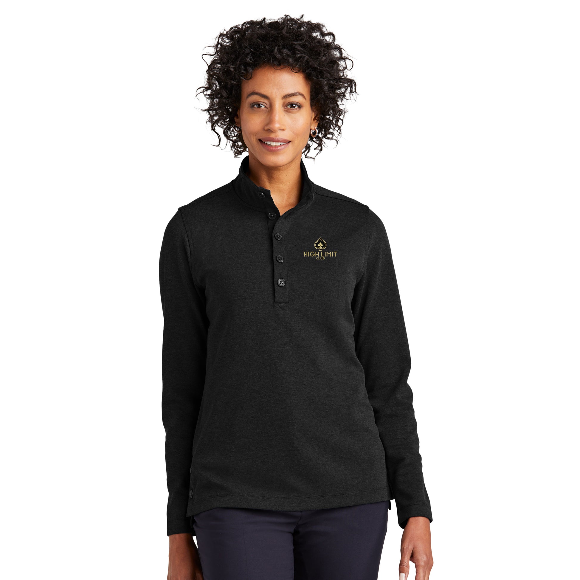 High Limit Club, Women’s Mid-Layer Stretch 1/2-Button - Black