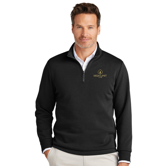 High Limit Club, Double-Knit 1/4-Zip Sweater- Black
