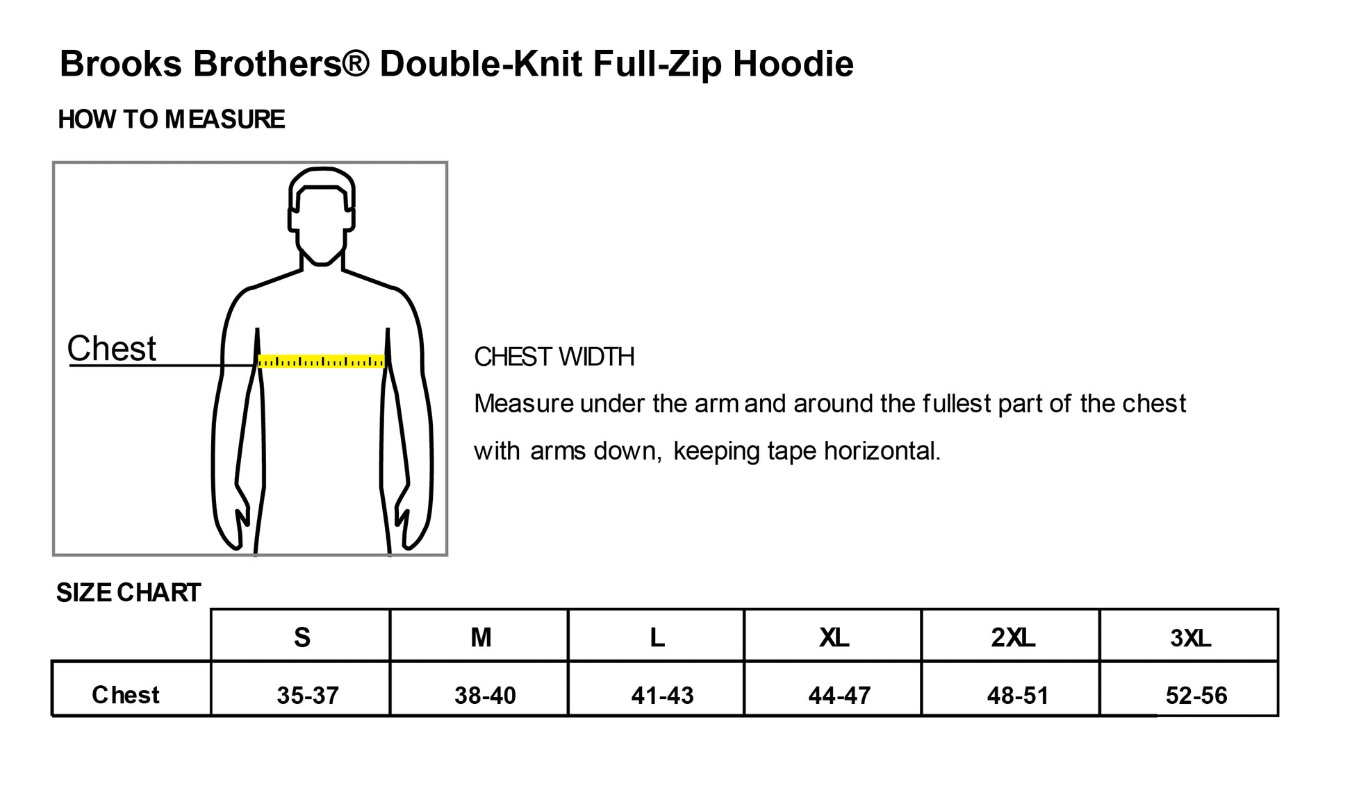 High Limit Club, Dice, Double-Knit Full-Zip Hoodie- Size Chart
