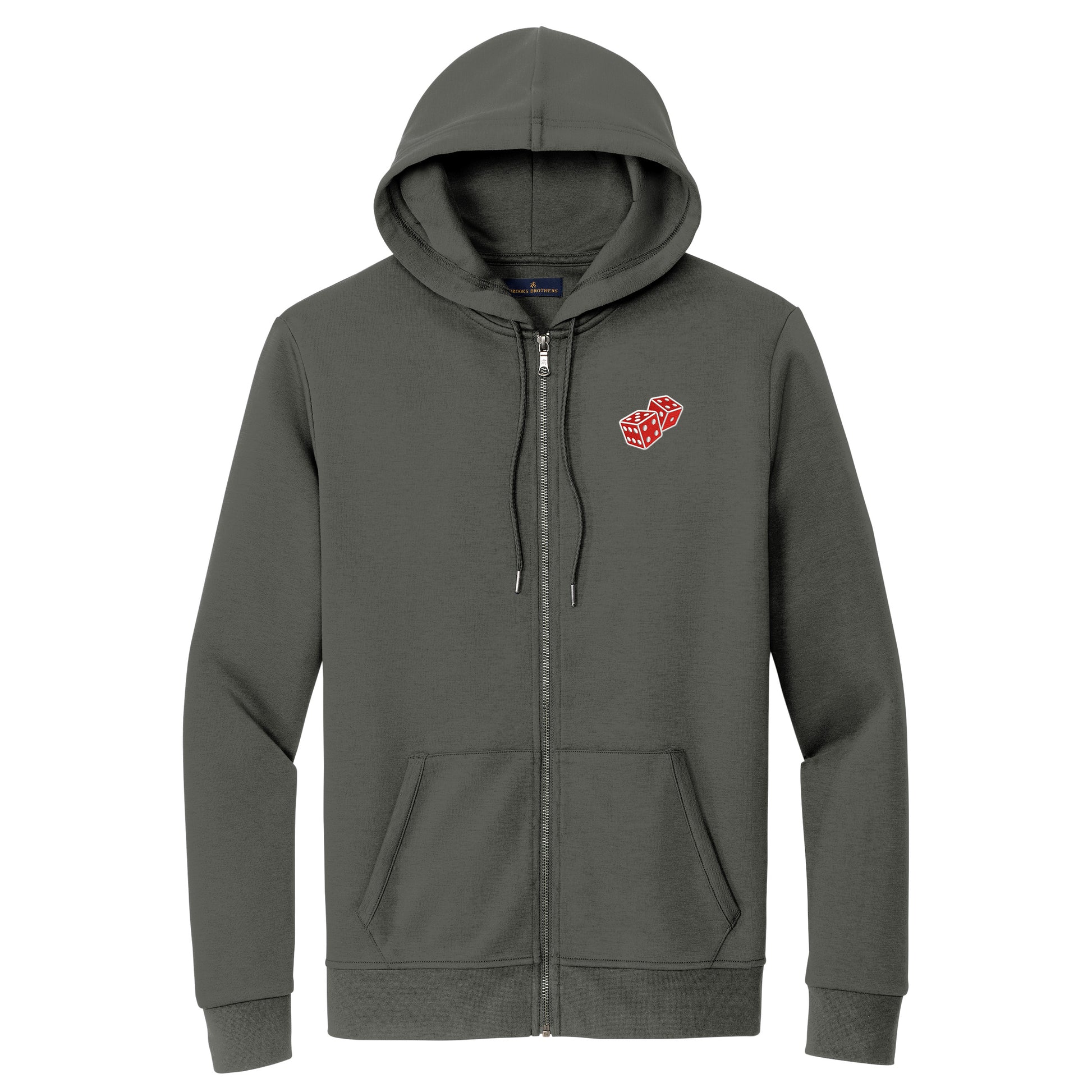 High Limit Club, Dice, Double-Knit Full-Zip Hoodie- Grey