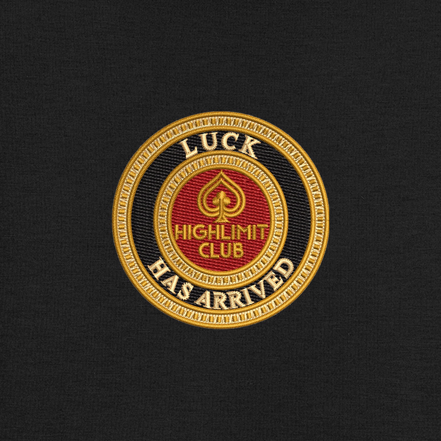 High Limit Club, Luck Has Arrived, Double-Knit Full-Zip Hoodie- Black