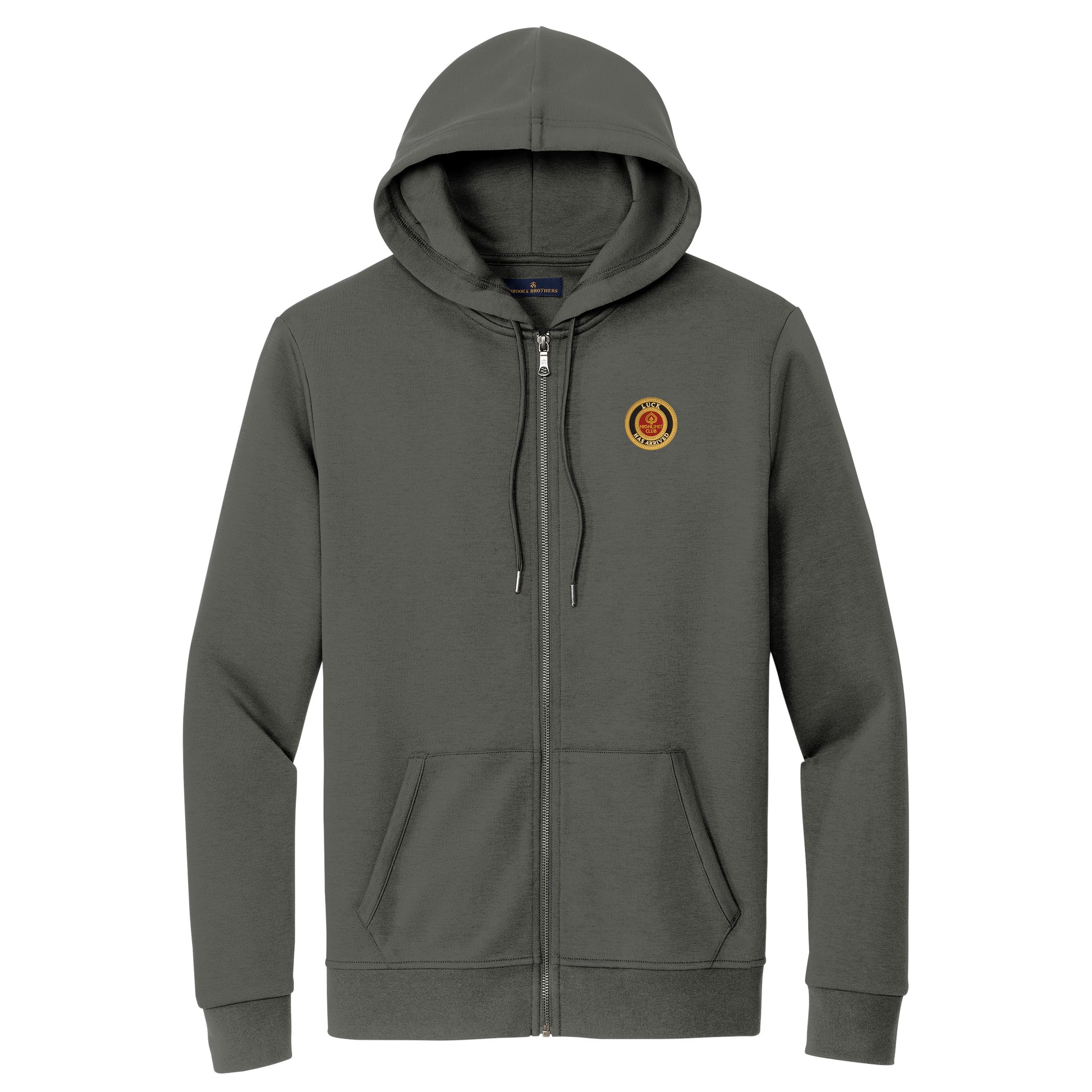 High Limit Club, Luck Has Arrived, Double-Knit Full-Zip Hoodie- Grey