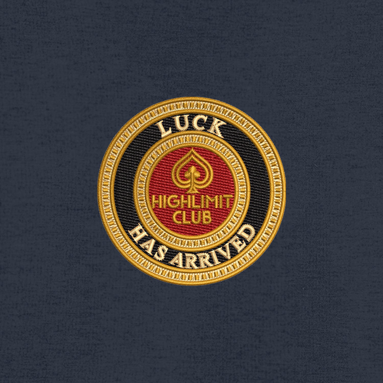 High Limit Club, Luck Has Arrived, Double-Knit Full-Zip Hoodie- Navy