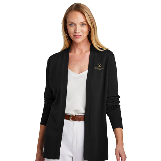 High Limit Club, Women’s Cotton Stretch Long Cardigan Sweater - Black