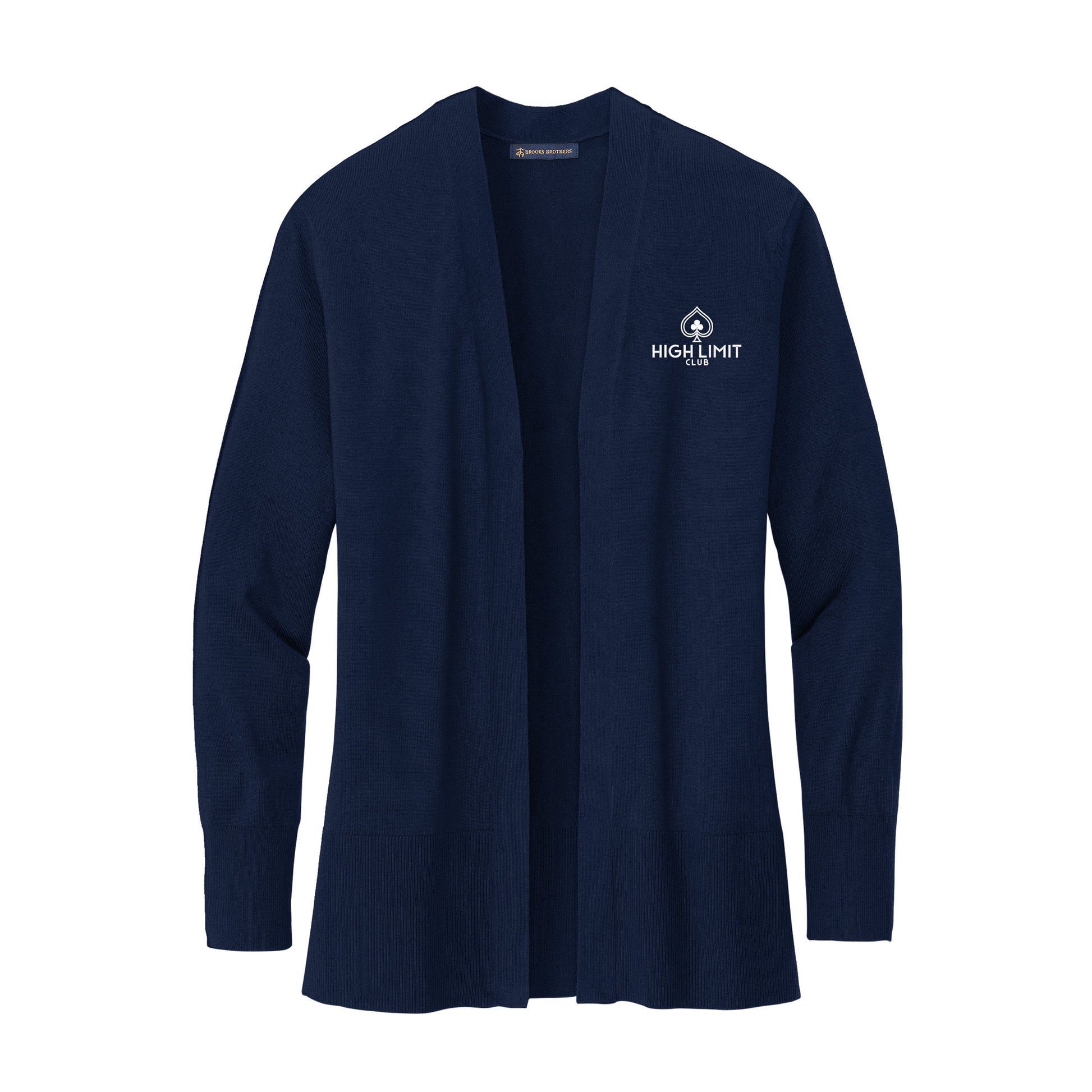 High Limit Club, Women’s Cotton Stretch Long Cardigan Sweater - Navy