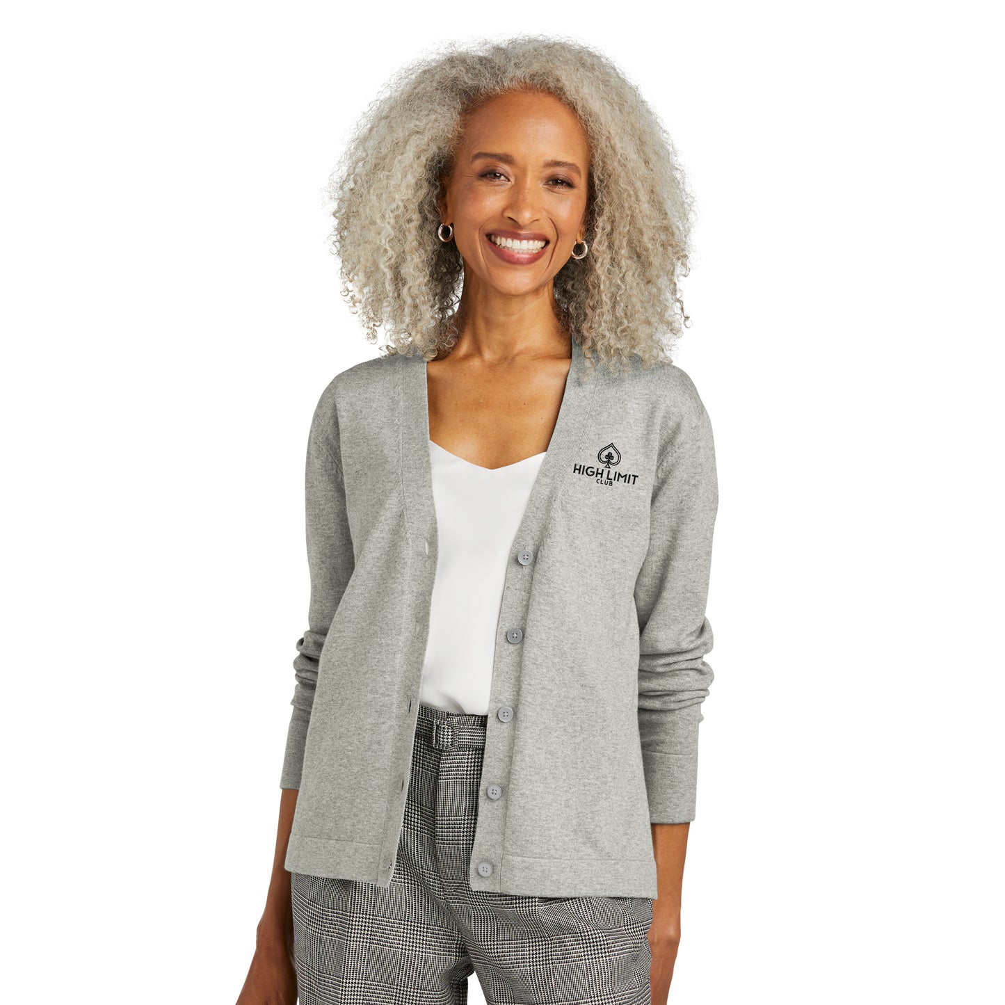 High Limit Club, Women’s Cotton Stretch Cardigan Sweater - Grey