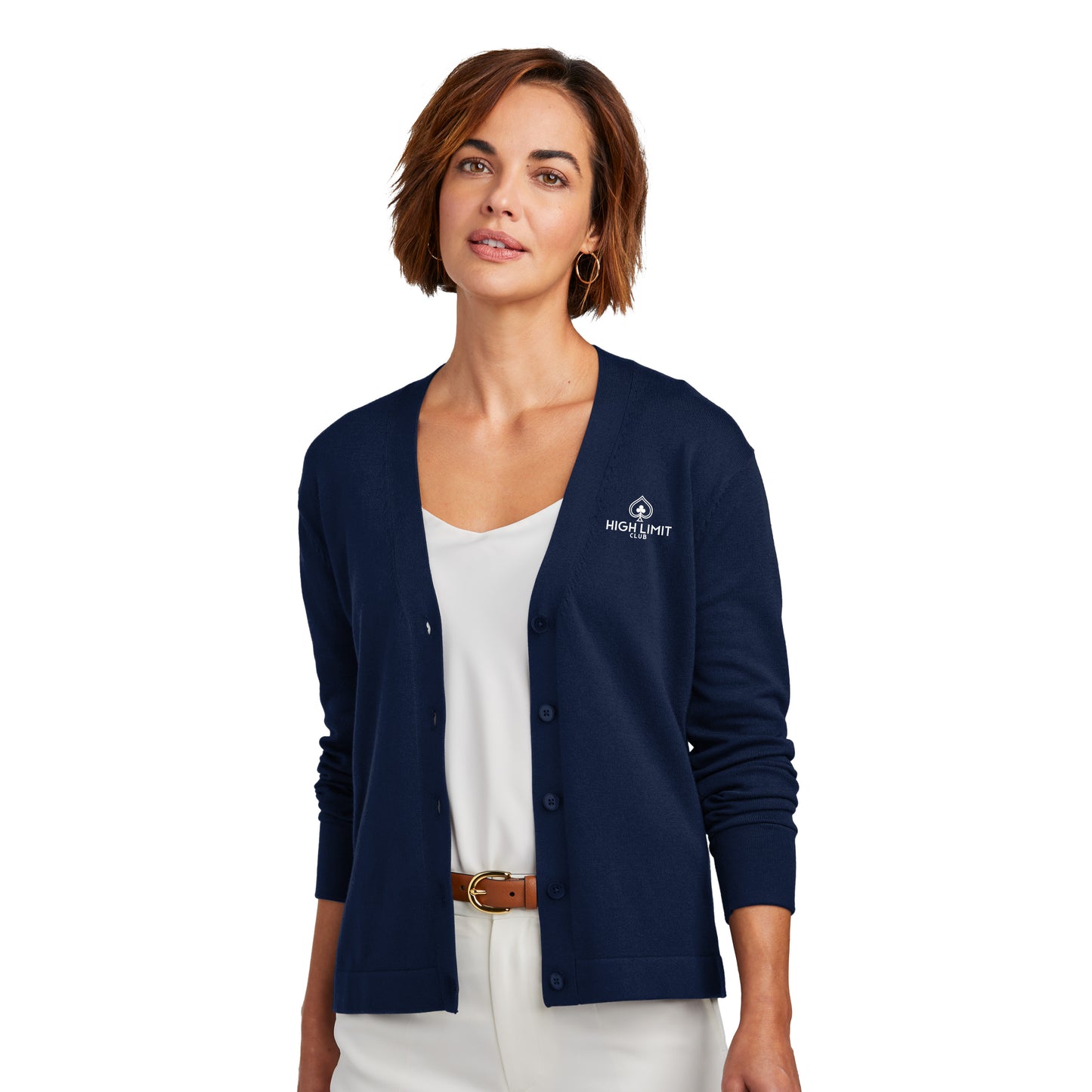 High Limit Club, Women’s Cotton Stretch Cardigan Sweater - Navy