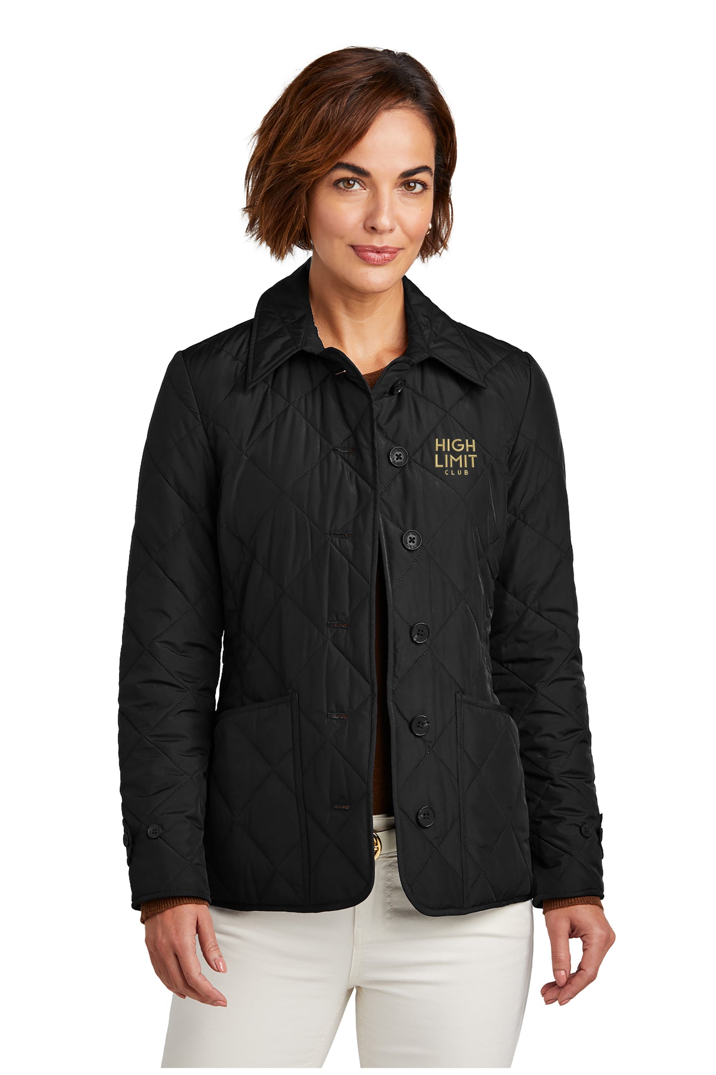 High Limit Club, HLC Gold Logo, Brooks Brothers® Women’s Quilted Jacket - Black