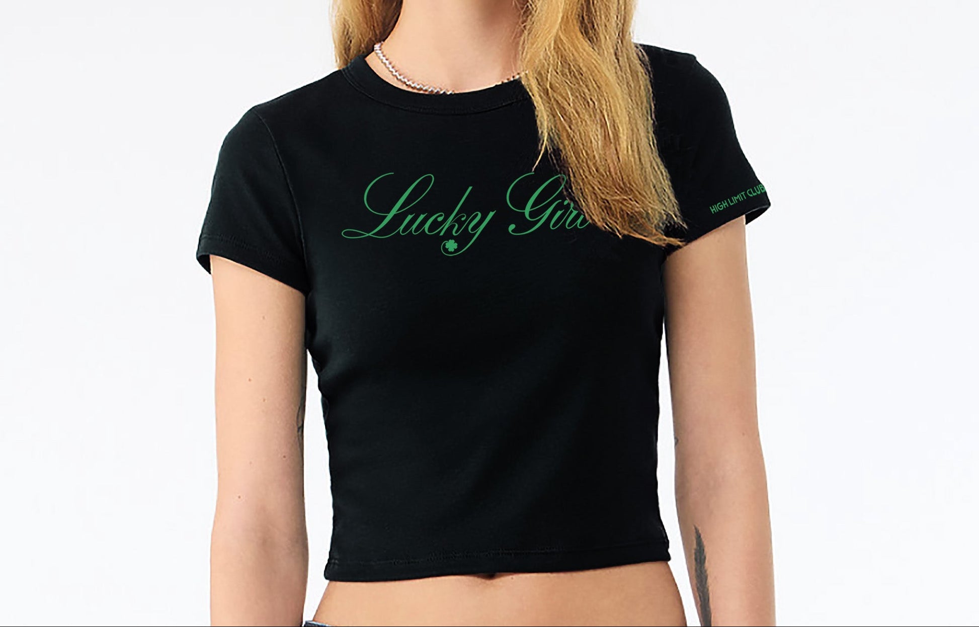 High Limit Club, Lucky Girl Script, Women’s Micro Rib Baby Tee